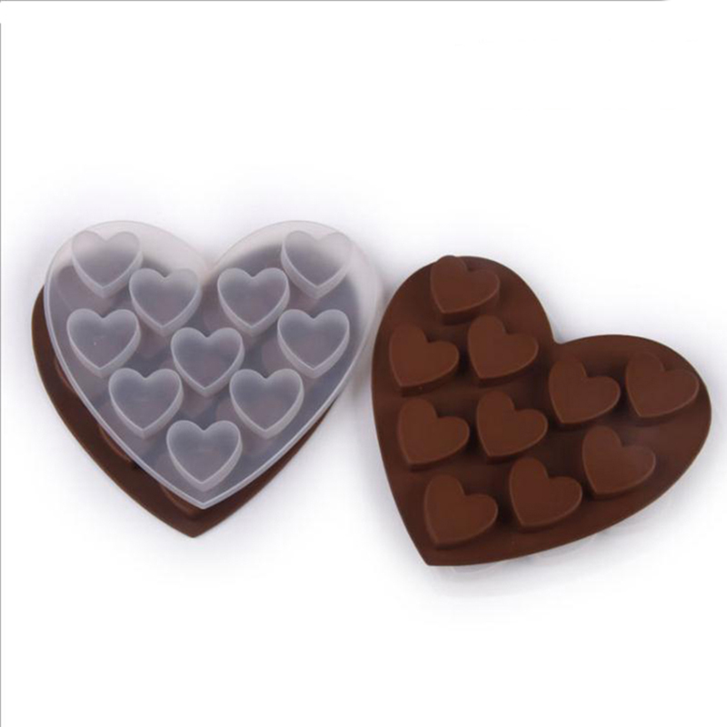 10 полостей формы сердца Силиконовая плесень для выпечки шоколадного мыла помадка пудинг Желе -конфетки печенье куб куб маленький пирог желатин